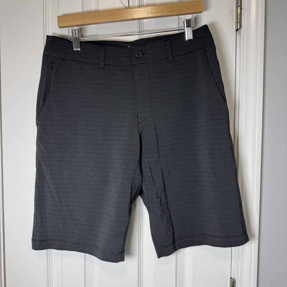 HANG TEN Men's Quick Dry Hybrid Board Shorts Swim Beach Surf 32 BLACK Stripe NEW